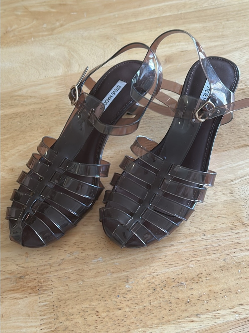 Steve Madden Dark Brown Jelly Cage Slingback Sandals